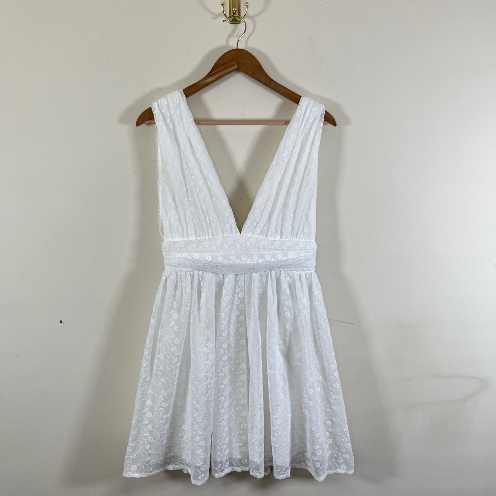 Lulus White Mini Dress Islet Embroidered Be The Cutest Womens Medium Bridal